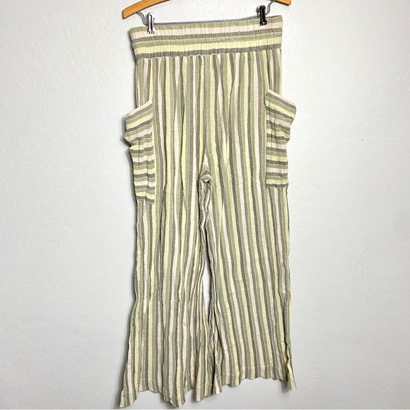 Free People Jones Beach Wide Leg Striped Trousers Pants Cotton Size Medium - Picture 8 of 9